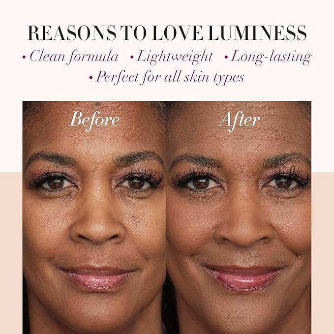 LUMINESS Silk Airbrush Spray Foundation 2-PC Kit - Foundation & Dual-Sided Angled Makeup Brush - Buildable Coverage, Anti-Aging Formula, Humidity Resistant, Hydrates & Moisturizes, Warm