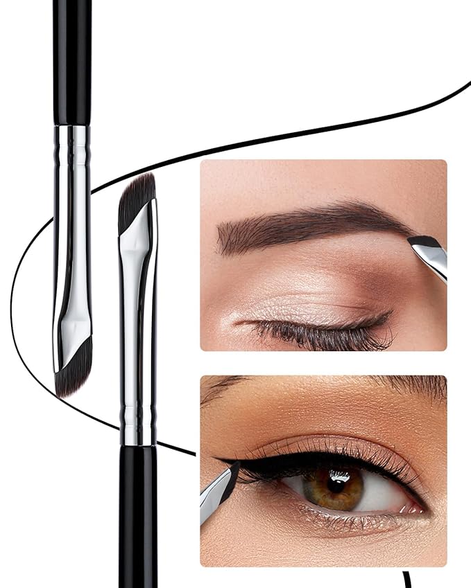 EIGSHOW Eyeliner Brush Gel Eyeliner Makeup Brush for Precise Eye Liner Eyebrow Eyelid Ultra Thin with Curved Bristle (E865 2Pieces)