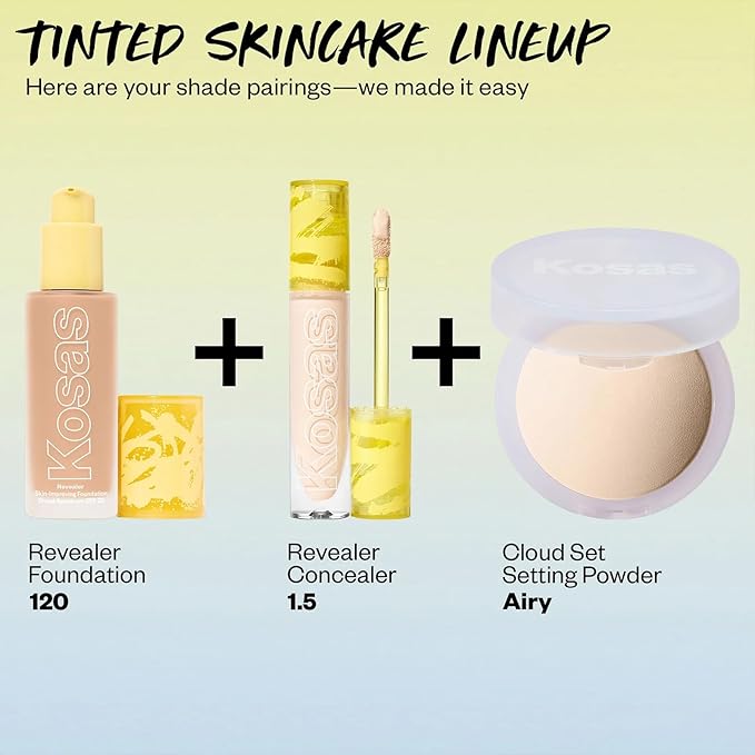 Kosas Revealer Skin-Improving Foundation with SPF 25 Protection - Hydrate, Brighten, Soothe, Plump, Protect Skin - Smoothing Texture, Natural Finish and Clean Formula - Very Light Cool 120