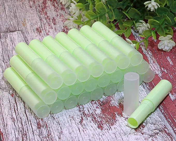 0.14oz Empty Flavored Lip Balm Container Tubes Plastic Homemade Moisturizing Lip Stick with Caps Bulk Fit for Women Adult DIY Making Supplies, 25 Count (Green)