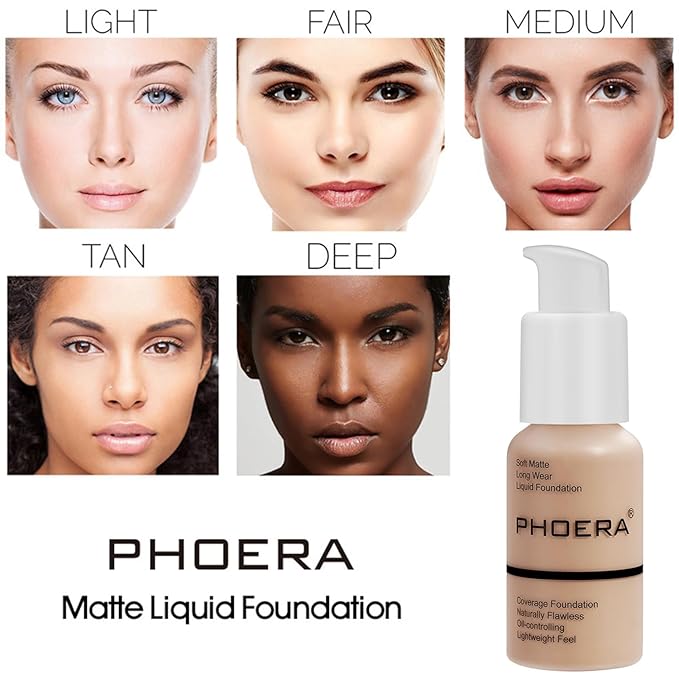 PHOERA Foundation Full Coverage,and Medium Coverage 2024 New PHOERA Foundation Makeup for Mature Skin, Lightweight Wrinkles Matte Natural Finish for a Flawless Complexion(102+N02/Nude+Nude)