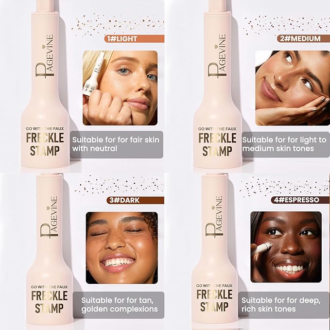 Freckle Stamp Pen,Fake Freckles Stain Marker Pencil Tool for Natural and Lifelike Sunkissed Face Freckle Makeup for Waterproof and Long-Lasting,Quick Dry 5-Point Faux Freckle Stamp Cushion, 01 Light