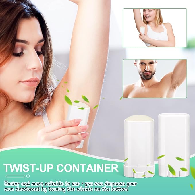 15ml Travel Deodorant Containers,Top-Fill,Empty Plastic Oval Lip Balm Tubes for Chapstick,Lip Balm,Lotion Bar Sticks,Salve,Homemade Solid Lotion,Sample Size Deodorant-30 Pack,White