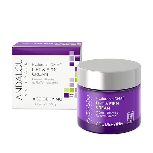 Andalou Naturals Hyaluronic DMAE Lift & Firm Skin Cream | Anti Aging Face Moisturizer With Hyaluronic Acid |Helps Reduce Fine Lines & Wrinkles | 1.7 oz
