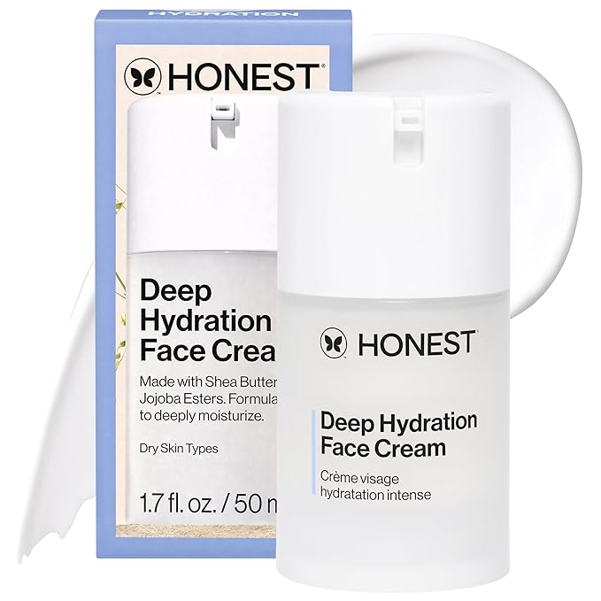 Honest Beauty Deep Hydration Face Cream for Dry Skin | Hydrates + Supports Natural Moisture Barrier | Hypoallergenic + Gentle for Sensitive Skin | 1.7 fl oz