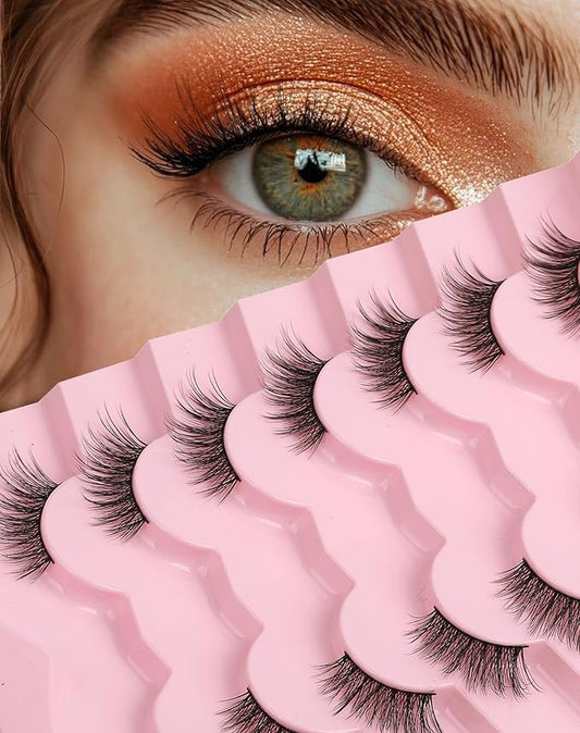 Half Lashes Natural Eyelashes Wispy Lashes Natural Look Cat Eyelashes False Corner Lash Soft Fluffy 3/4 False Eyelash 7 Pairs 14MM D19