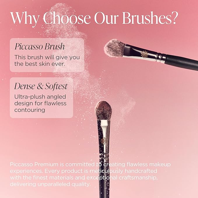 Piccasso 23 Small Blusher Brush – Precise Makeup Brush for Cheeks, Nose, and Chin, Soft Squirrel & Horse Hair for Delicate Application, Detail Face Brush for Daily Use, Korean Professional Beauty Tool