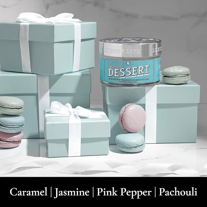 LUXURY LIFE BUTTER - Irresistibly Scented Body Butter with Hyaluronic Acid for Ultimate Moisture. Hydrates for a Non-Greasy Glamorous Glow (Dessert, Presidential and Peach Smoke)