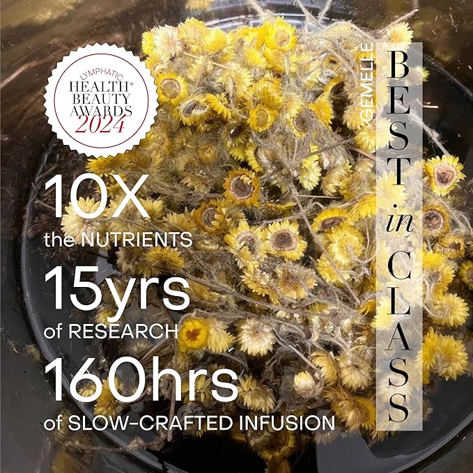 GEMELLE Lymphatic Anti-Aging Face Oil | 10x Award winner | Vitamin C,E & A | Moisturize, Repair & Protect | Bakuchiol, Sea Buckthorn & More! | Organic, Natural, Clean Beauty | Starter, Travel 15ml