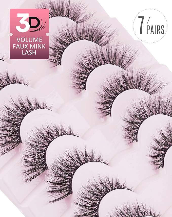 Onlyall Cat Eye Lashes Mink Lashes Fluffy Eyelashes Cat Eye False Lashes Fox Eye Lashes 7 Pairs F02