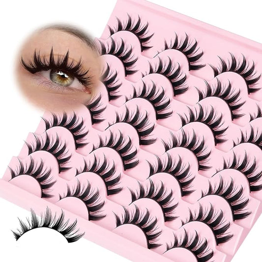 Losha Lashes Spiky Manga Lashes 14 Pairs Anime False Eyelashes 8D Wispy Asian Eye Lashes Pack Natural Soft Fake Eyelashes (Cutes Only)