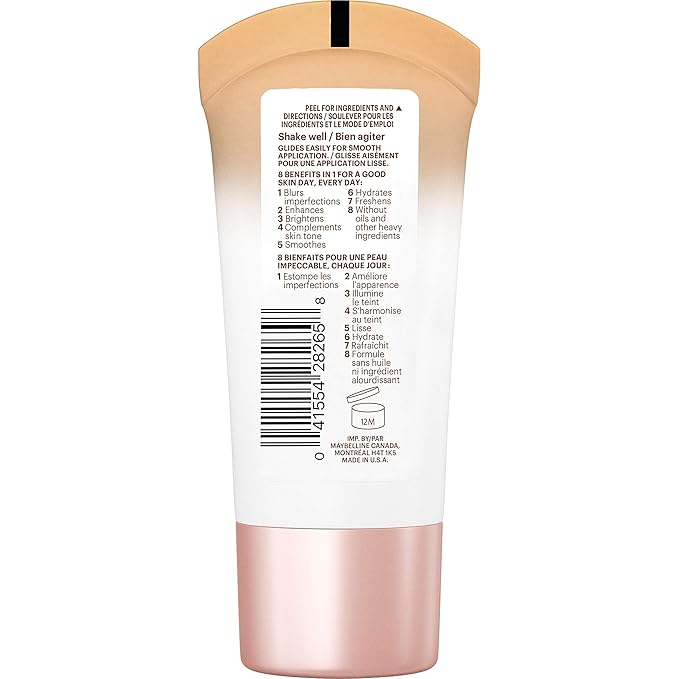 Maybelline Dream Fresh Skin Hydrating BB cream, 8-in-1 Skin Perfecting Beauty Balm with Broad Spectrum SPF 30, Sheer Tint Coverage, Oil-Free, Medium/Deep, 1 Fl Oz