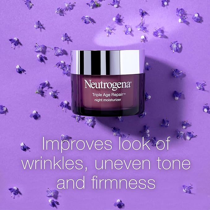 Neutrogena Triple Age Repair Night Cream, 1.7oz Jar, Anti-Aging Face Cream, Face Moisturizer For Women & Men, Hydrating Night Face Moisturizer for Even Skin Tone & Firming, Vitamin C