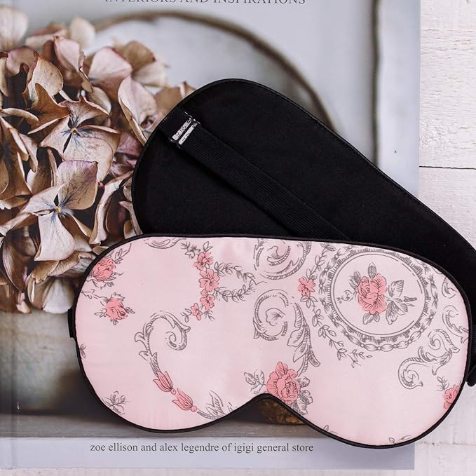 100% Pure Silk Eye Mask Sleep Eye Mask Eye Cover Eyeshade Sleeping Eye Mask Floral Colors (#1)