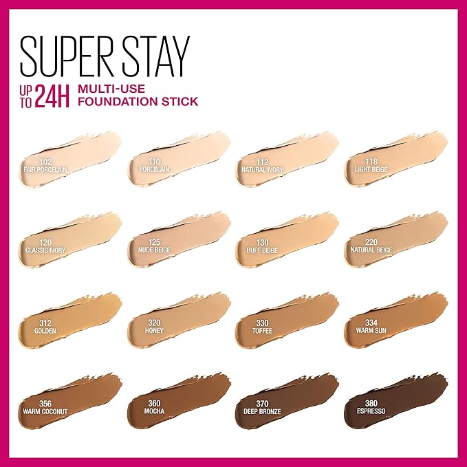 Maybelline New York Super Stay Foundation Stick for Normal To Oily Skin, Honey, 0.25 Ounce