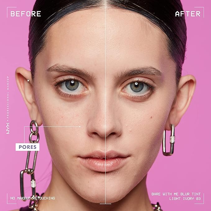 NYX PROFESSIONAL MAKEUP Bare With Me Blur Skin Tint Foundation Make Up with Matcha, Glycerin & Niacinamide - Light Ivory