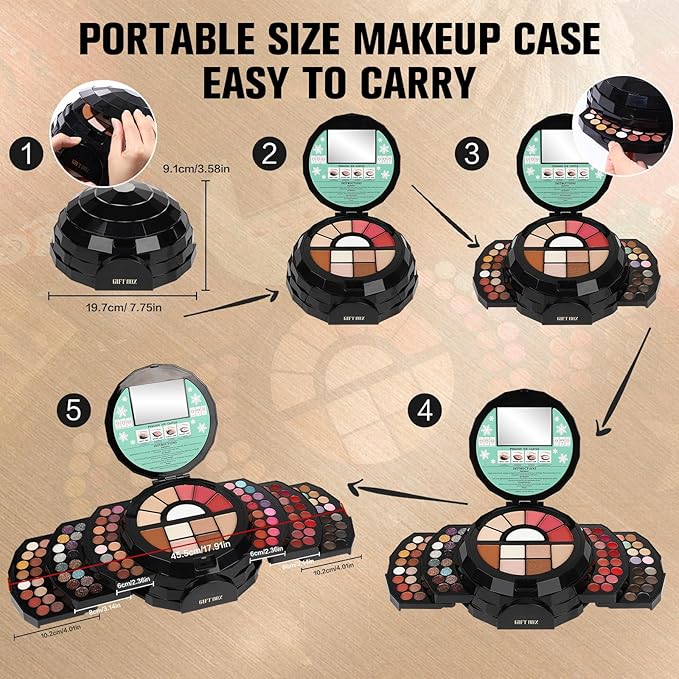 109 Colors Makeup Kit for Women Girl Full Kit Gift Set with Mirror All in One Make up Palette Included Eyeshadow Glitter Lipstick Concealer Eyeliner Eyebrow Highlighter Contour Blusher Compact PowderY