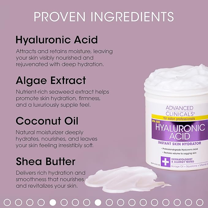 Advanced Clinicals Hyaluronic Acid Body Lotion & Face Moisturizer W/Vitamin E | Hydrating Dry Skin Firming Lotion Minimizes Look Of Wrinkles, Stretch Marks, & Crepey Skin | Skin Care Products, 2pc