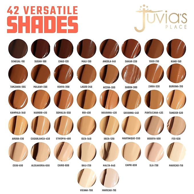 Juvia's Place I Am Magic Velvety Matte Liquid Foundation 410 - Nairobi - Tan w/Cool Undertone, Makeup Foundation Full Coverage, Lightweight, Long Wear, Velvety Matte Finish