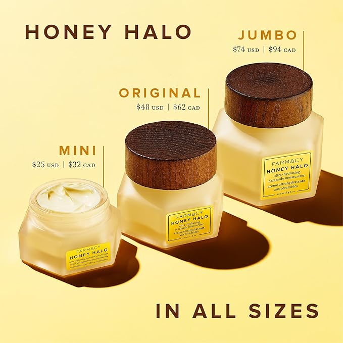 Farmacy Ceramide Face Moisturizer - Honey Halo Hydrating Facial Moisturizer for Dry Skin - Plumps, Soothes + Restores Skin with Potent Ceramides + Buckwheat Honey for a Dewy, Healthy Glow (100ml)