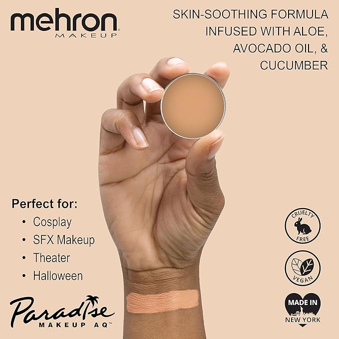 Mehron Makeup Paradise Makeup AQ Refill Size | Stage & Screen, Face & Body Painting, Beauty, Cosplay, and Halloween | Water Activated Face Paint, Body Paint, Cosplay Makeup .25 oz (7 ml) (Felou)