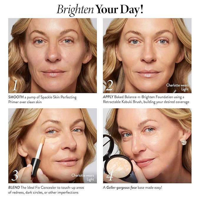 LAURA GELLER NEW YORK Award-Winning Baked Balance-n-Brighten Color Correcting Powder Foundation - Sand - Buildable Light to Medium Coverage - Demi-Matte Natural Finish