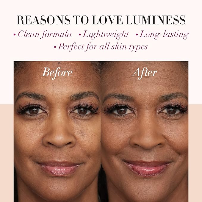 LUMINESS Airbrush Spray Silk Foundation Starter Kit - Rich - Foundation, Primer & Dual-Sided Angled Buffing Brush - Medium, Buildable Coverage, Anti-Aging Formula Hydrates & Moisturizes