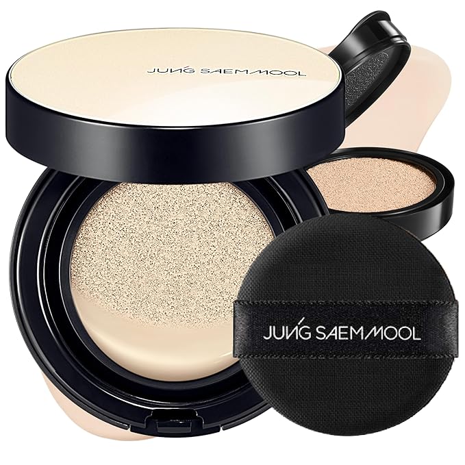 JUNG SAEM MOOL Essential Skin Nuder Cushion 01 Fair 0.98 Fl Oz, Refill Included, SPF 50 Broad Spectrum, Natural Radiant Finish, Lightweight Hydrating Coverage, Korean Cushion Foundation Makeup