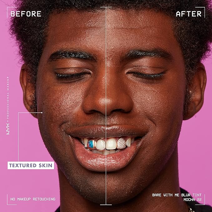 NYX PROFESSIONAL MAKEUP Bare With Me Blur Skin Tint Foundation Make Up with Matcha, Glycerin & Niacinamide - Mocha