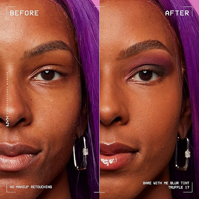 NYX PROFESSIONAL MAKEUP Bare With Me Blur Skin Tint Foundation Make Up with Matcha, Glycerin & Niacinamide - Truffle